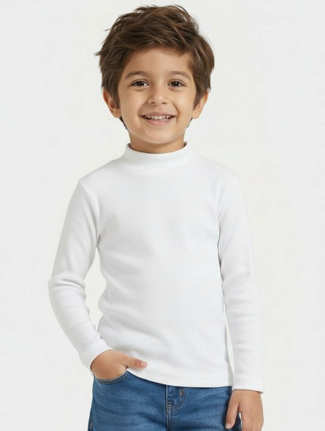boys solid mock neck long sleeve t-shirt