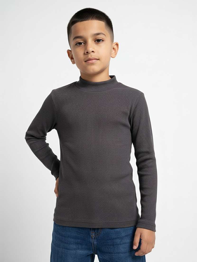 boys solid mock neck long sleeve t-shirt