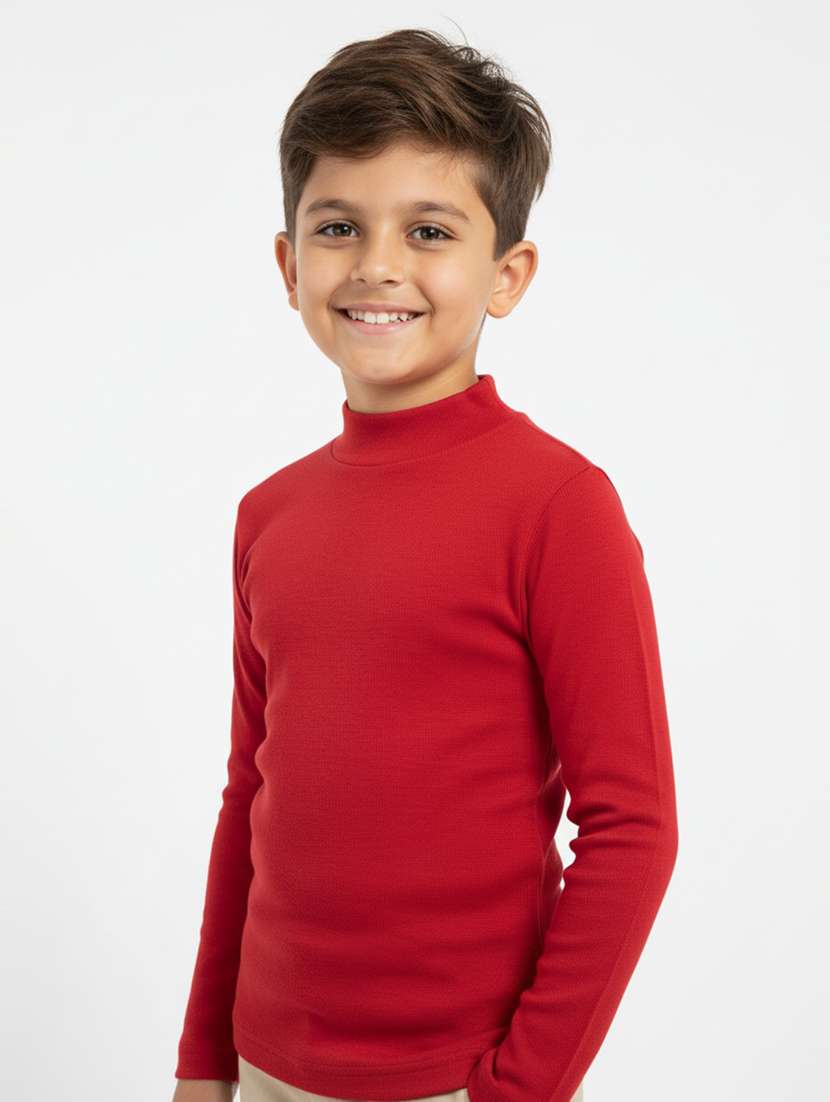 boys solid mock neck long sleeve t-shirt