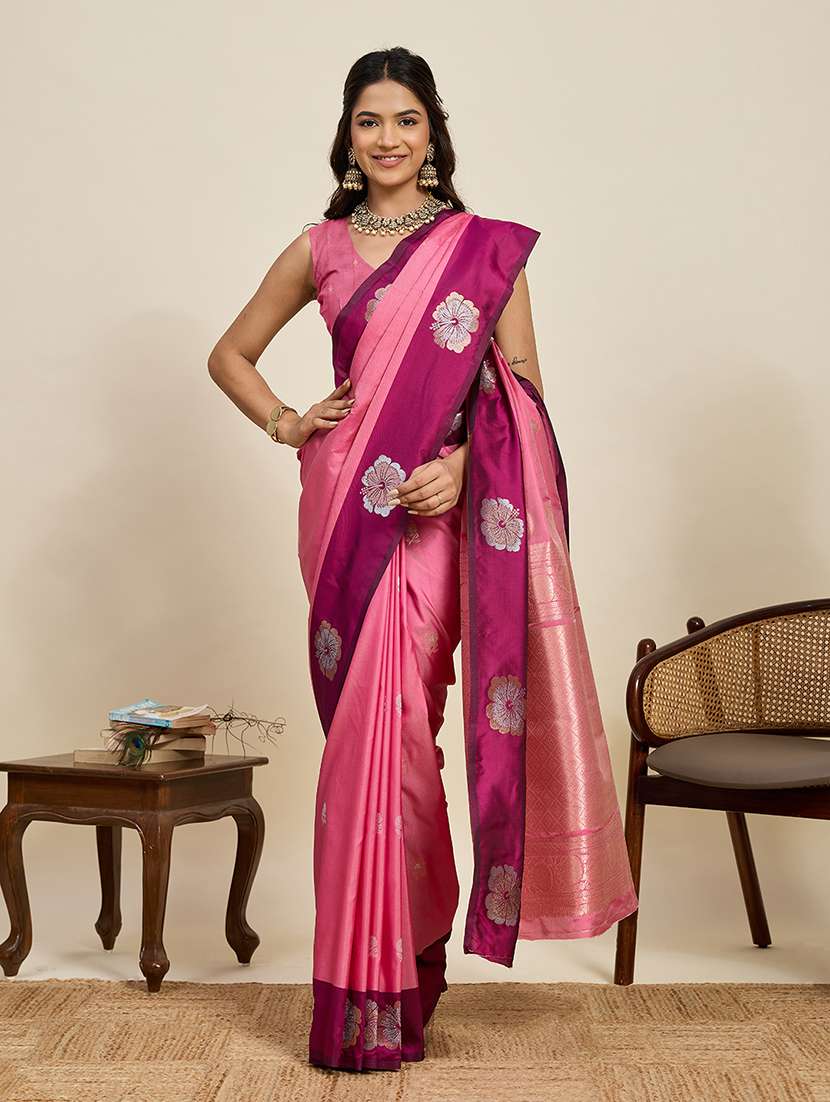 women self design banarasi saree with blouse