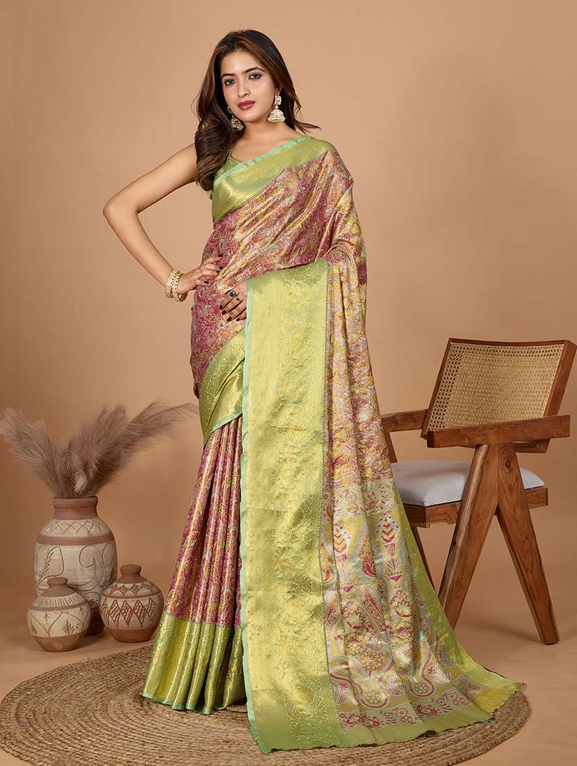 women self design kanjivaram saree with blouse