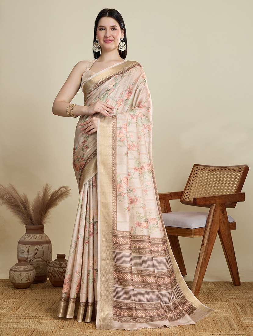 women floral southern silk saree with blouse