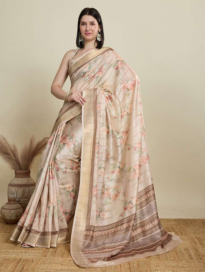 women floral southern silk saree with blouse - 22298695 -  Standard Image - 3