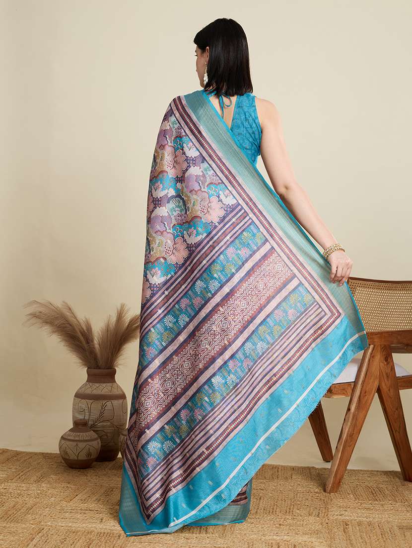 women printed southern silk saree with blouse - 22298698 -  Standard Image - 3