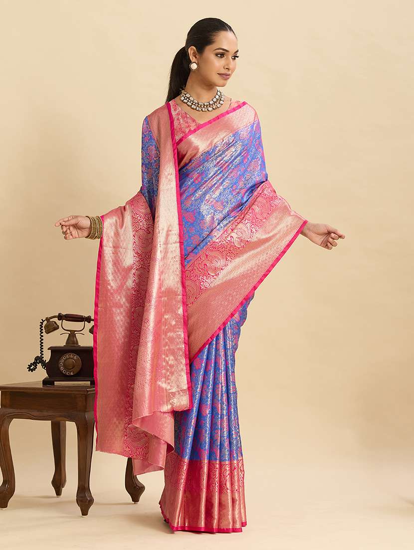 women self design kanjivaram saree with blouse - 22298718 -  Standard Image - 3