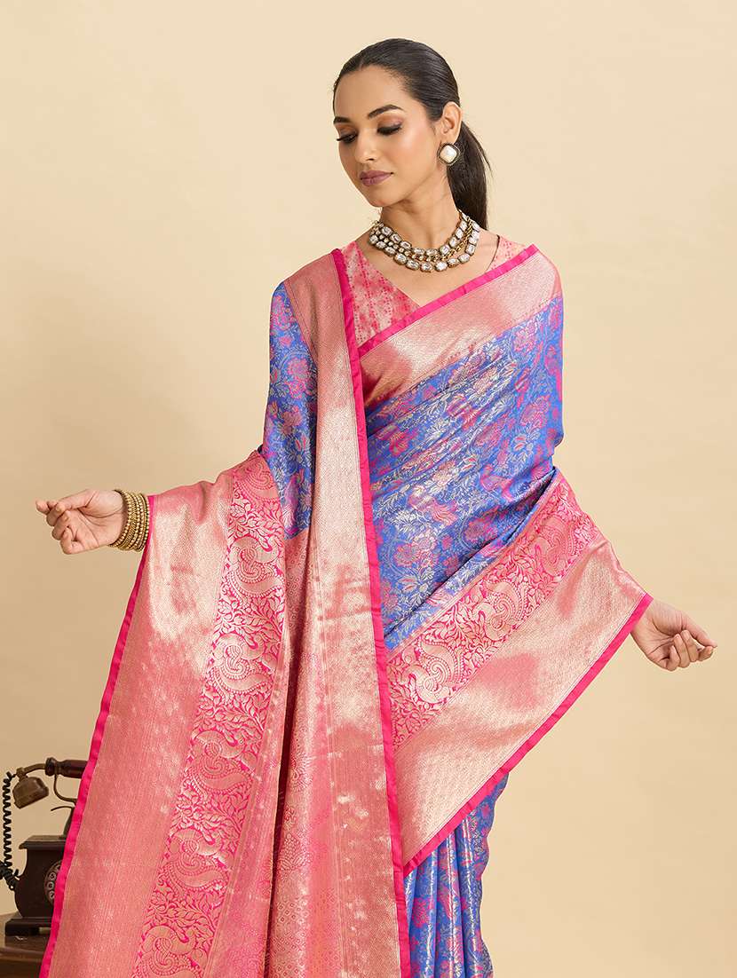 women self design kanjivaram saree with blouse - 22298718 -  Standard Image - 5