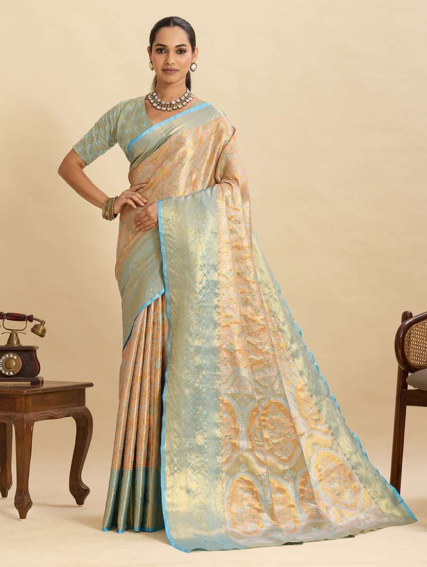 women self design kanjivaram saree with blouse