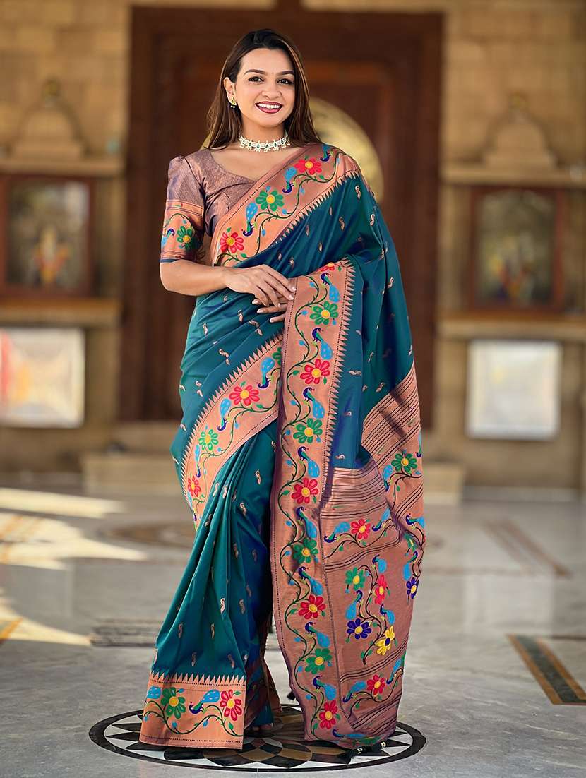 women self design paithani saree with blouse