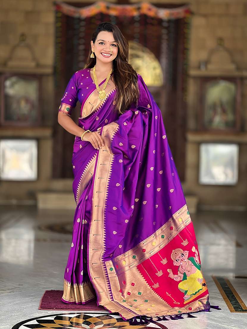 women self design paithani saree with blouse