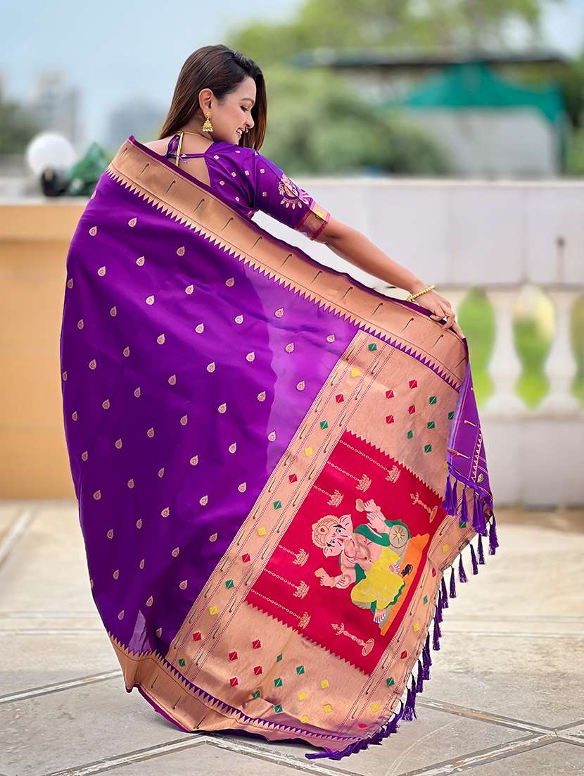 women self design paithani saree with blouse - 22298881 -  Standard Image - 3