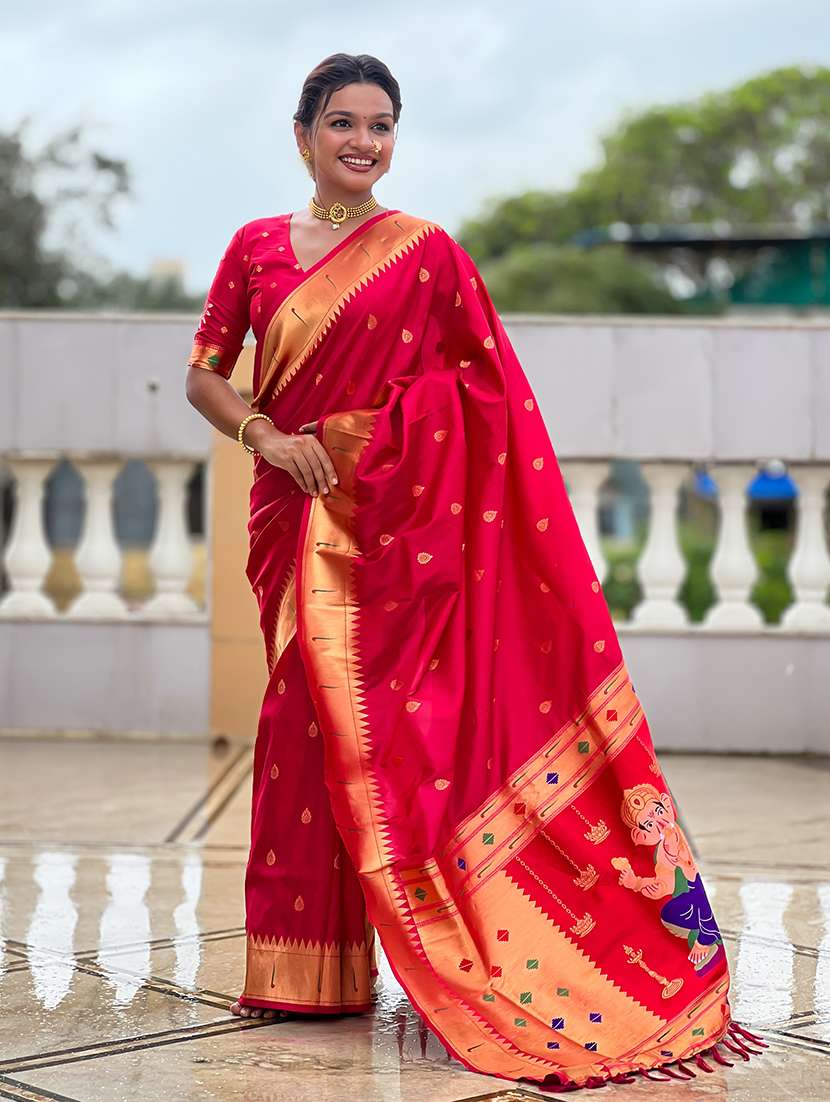 women self design paithani saree with blouse