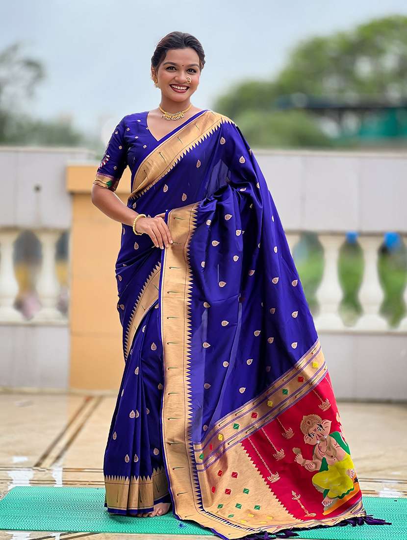 women self design paithani saree with blouse