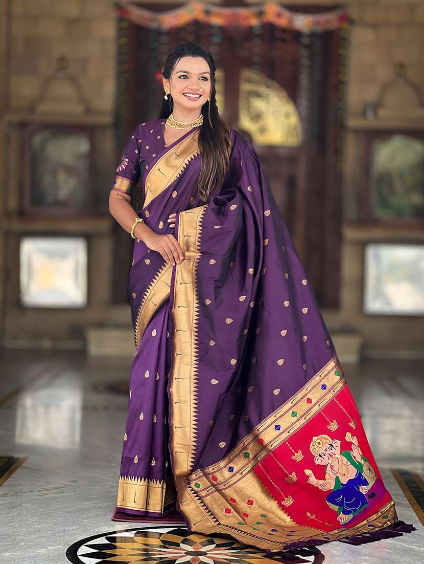 women self design paithani saree with blouse