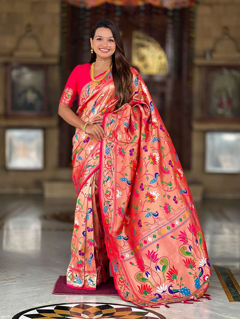 women self design paithani saree with blouse