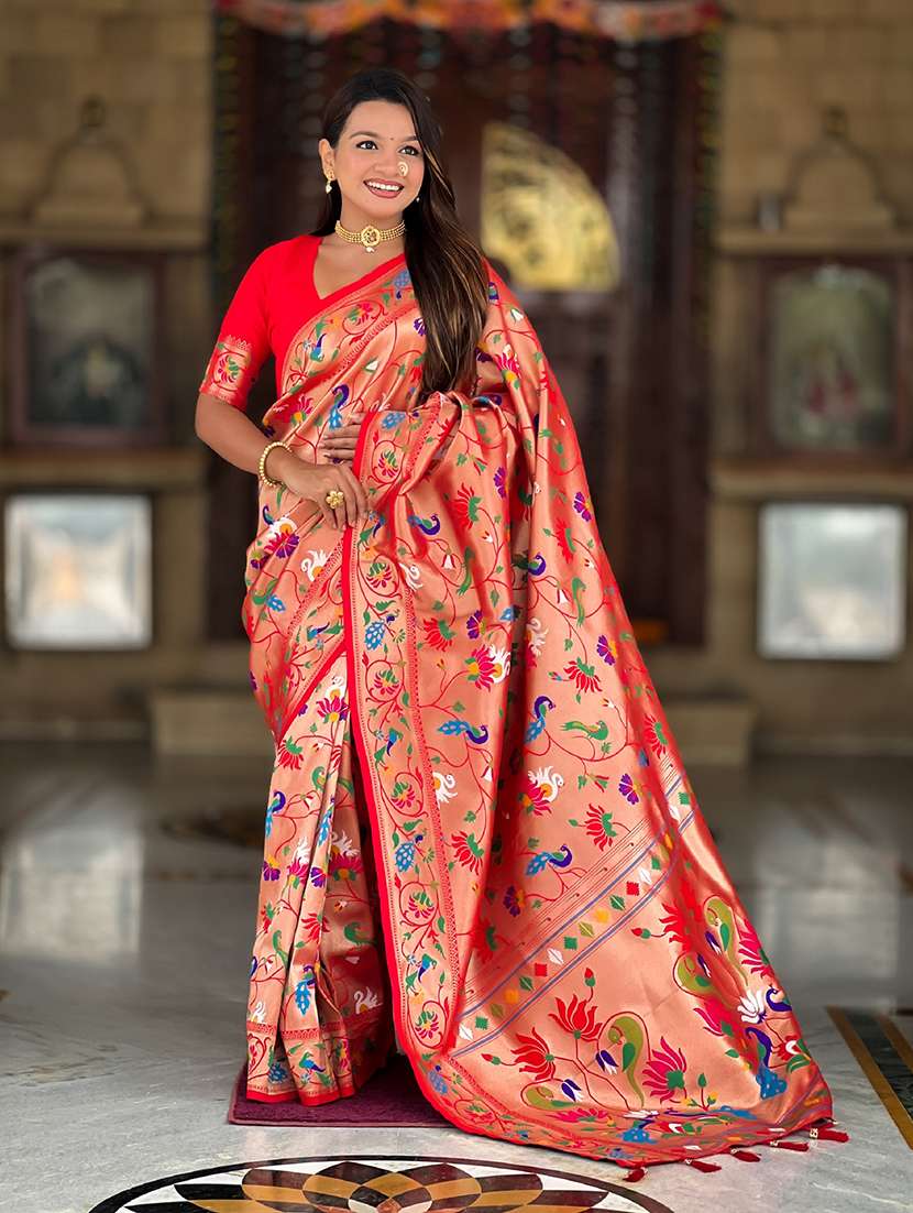 women self design paithani saree with blouse