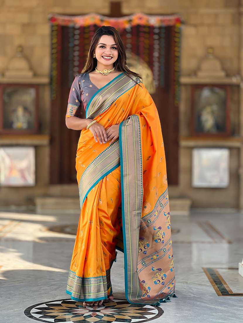 women self design paithani saree with blouse