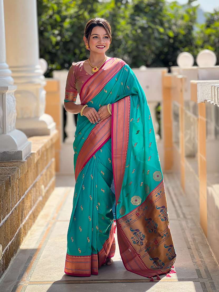 women self design paithani saree with blouse