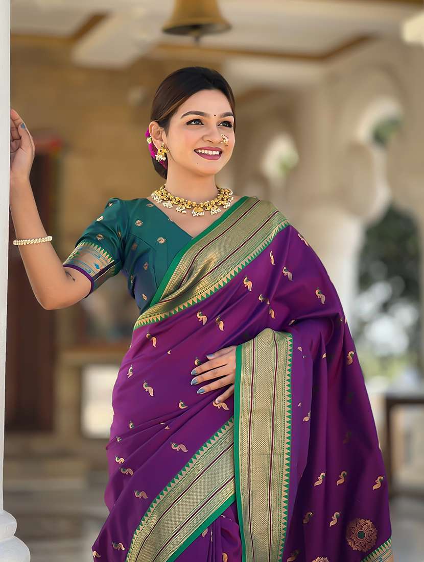 Women Self Design Paithani Saree With Blouse - 22298914 -  Standard Image - 3