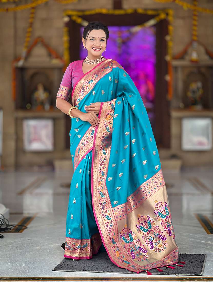 women self design paithani saree with blouse