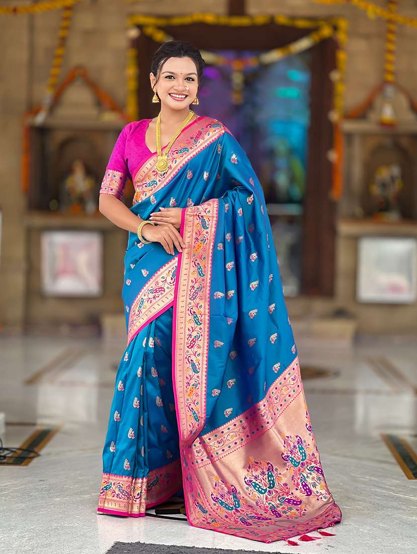 women self design paithani saree with blouse