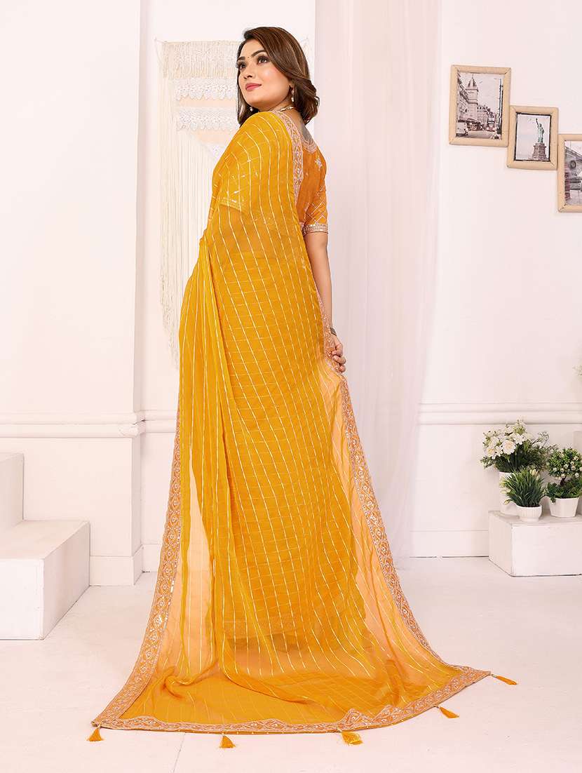 women striped bordered saree with blouse - 22298964 -  Standard Image - 3