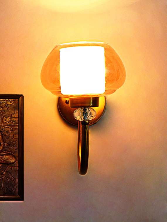 amber rounded bowl glass wall sconce - 22299042 -  Standard Image - 3