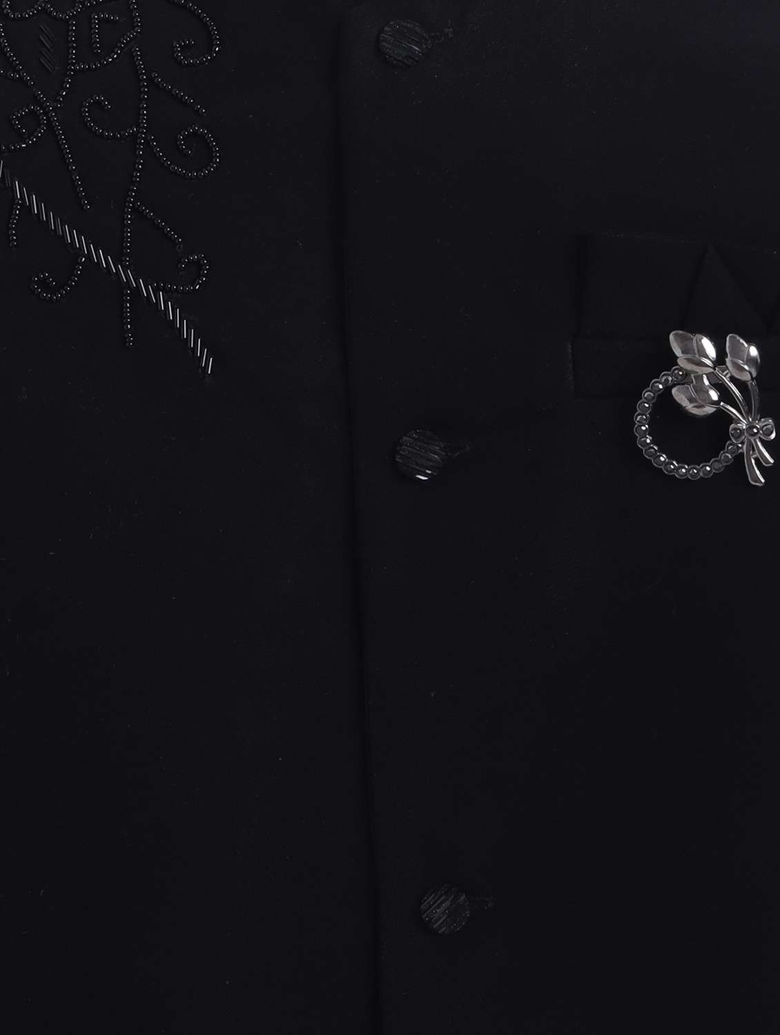 black cotton blend sherwani kurtas & kurta set - 22299043 -  Standard Image - 5