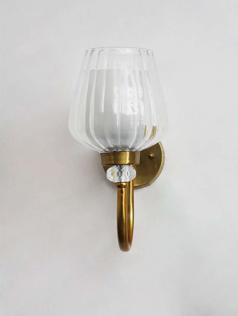 fluted clear tulip glass wall sconce – brass finish - 22299110 -  Standard Image - 3