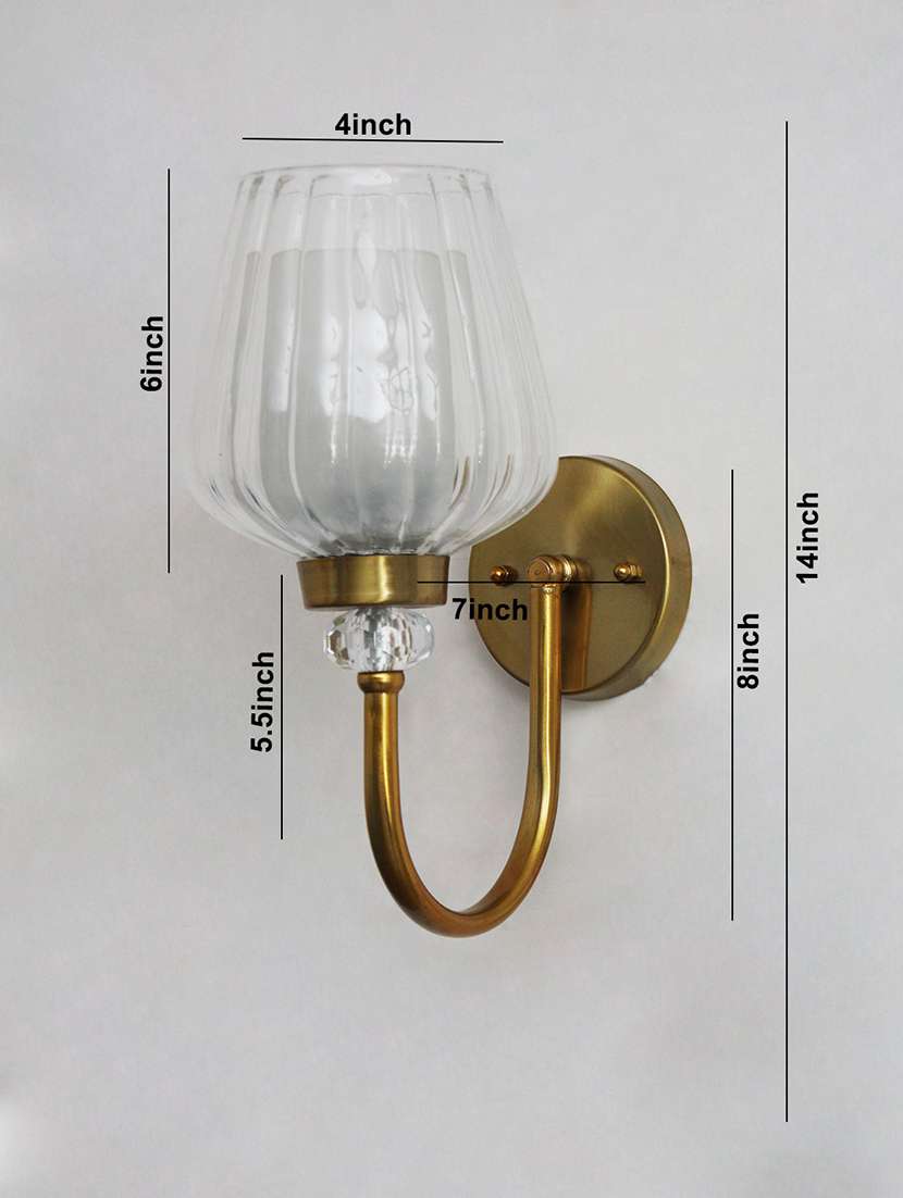 fluted clear tulip glass wall sconce – brass finish - 22299110 -  Standard Image - 5
