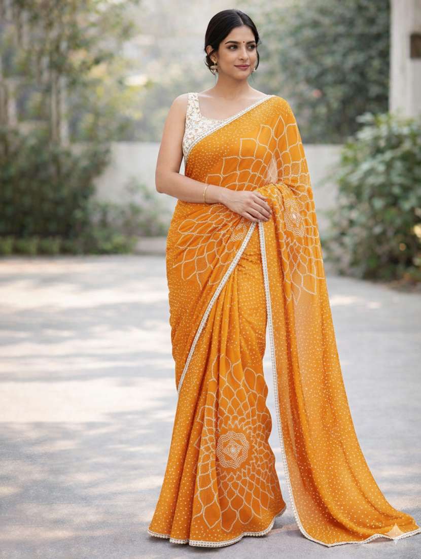 women printed casual wear saree with blouse