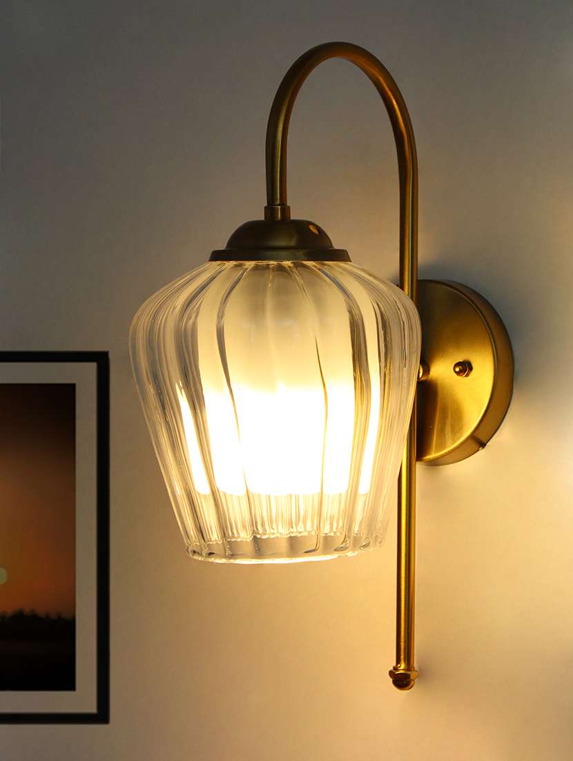 antique bend clear tulip shape wall light