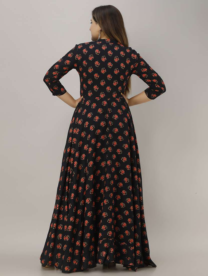 women floral three quarter sleeve ethnic dress - 22299127 -  Standard Image - 3