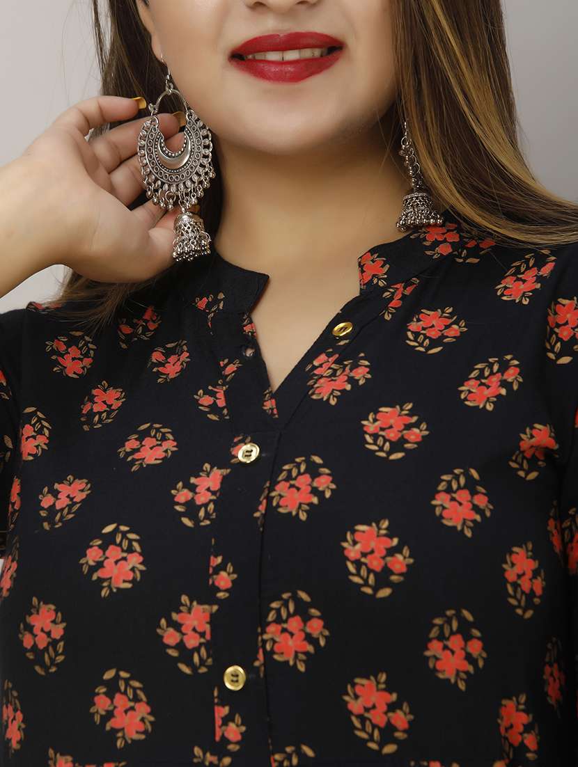 women floral three quarter sleeve ethnic dress - 22299127 -  Standard Image - 5