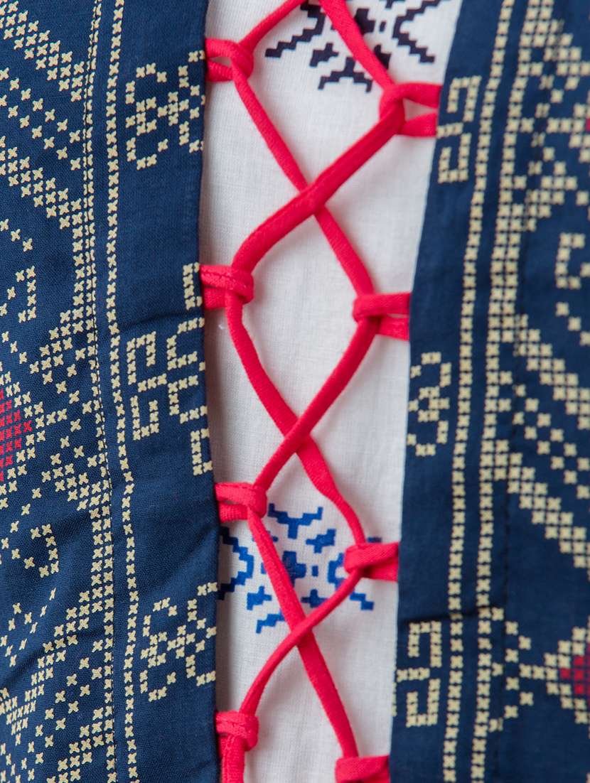 women printed three quarter sleeve ethnic dress - 22299131 -  Standard Image - 5