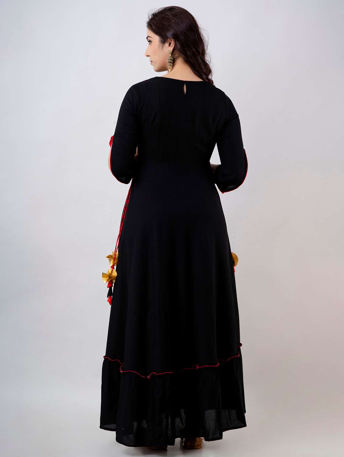 women solid with work three quarter sleeve ethnic dress - 22299138 -  Standard Image - 5