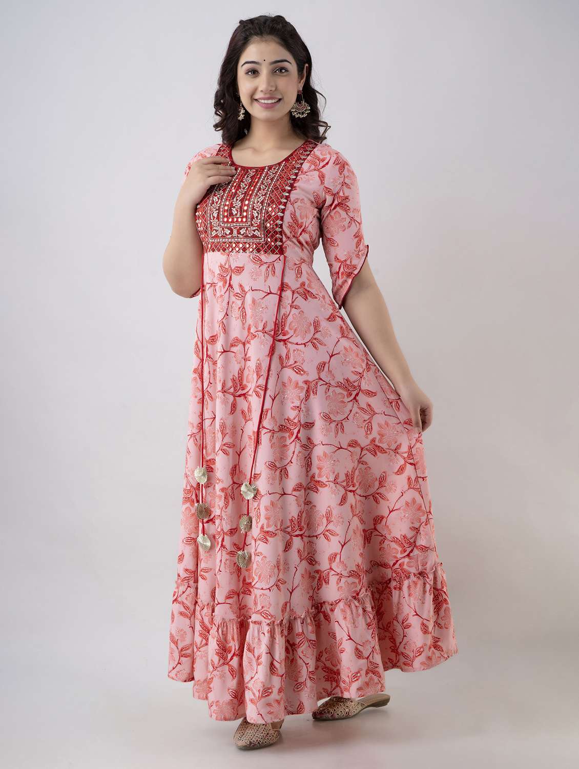 women floral short sleeve ethnic dress