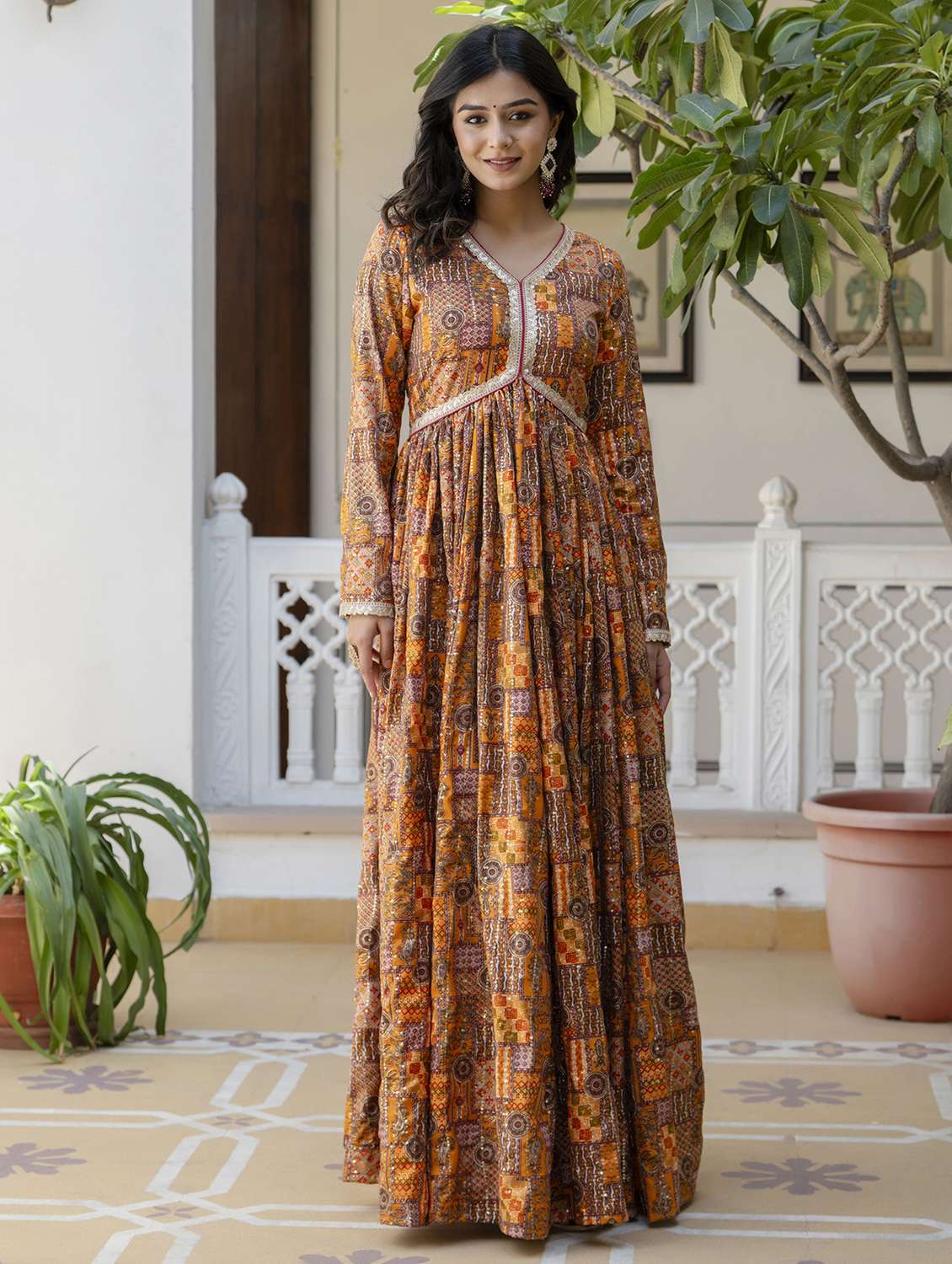 women printed long sleeve kurta with dupatta set - 22299152 -  Standard Image - 3