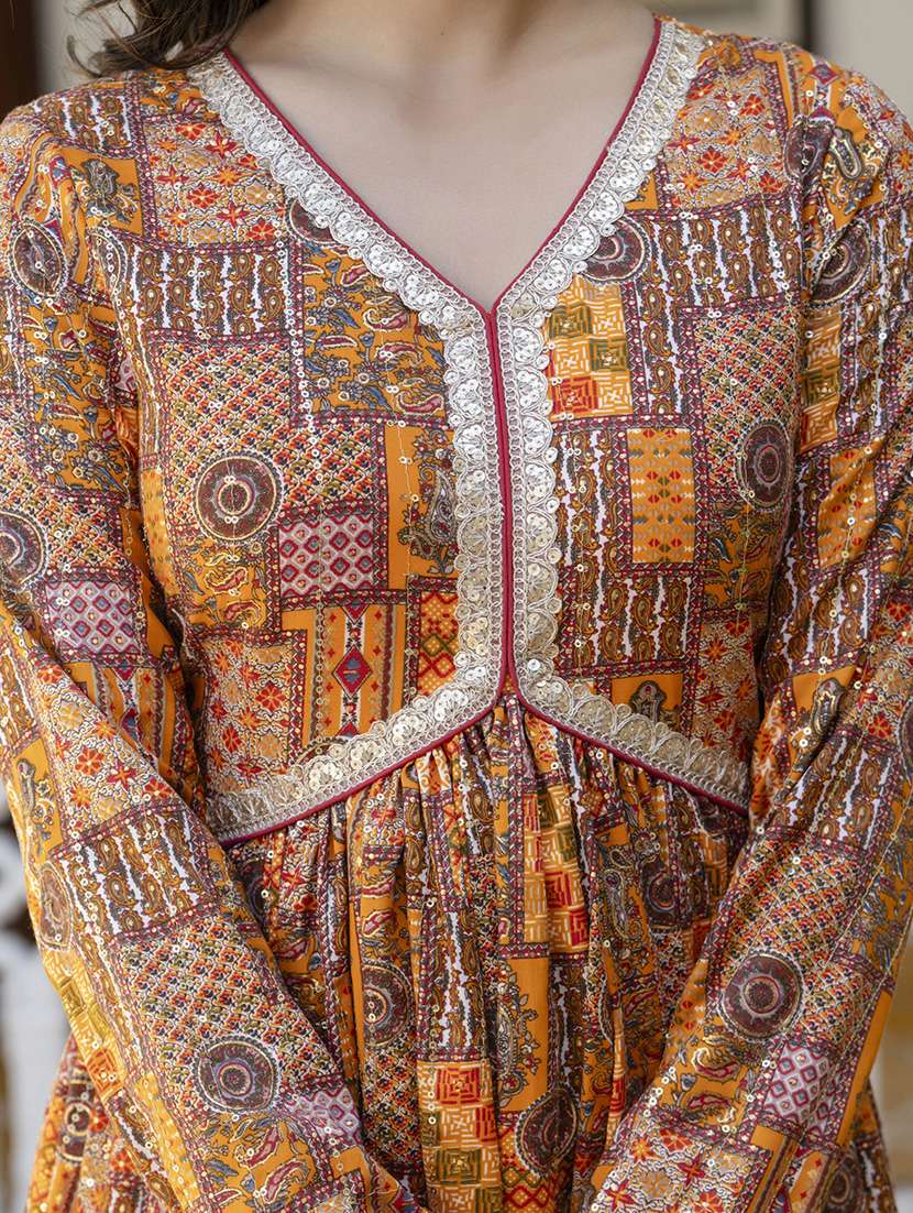 women printed long sleeve kurta with dupatta set - 22299152 -  Standard Image - 8