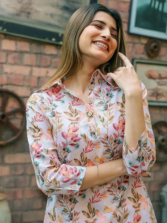 women floral three quarter sleeve ethnic co-ord set - 22299174 -  Standard Image - 3