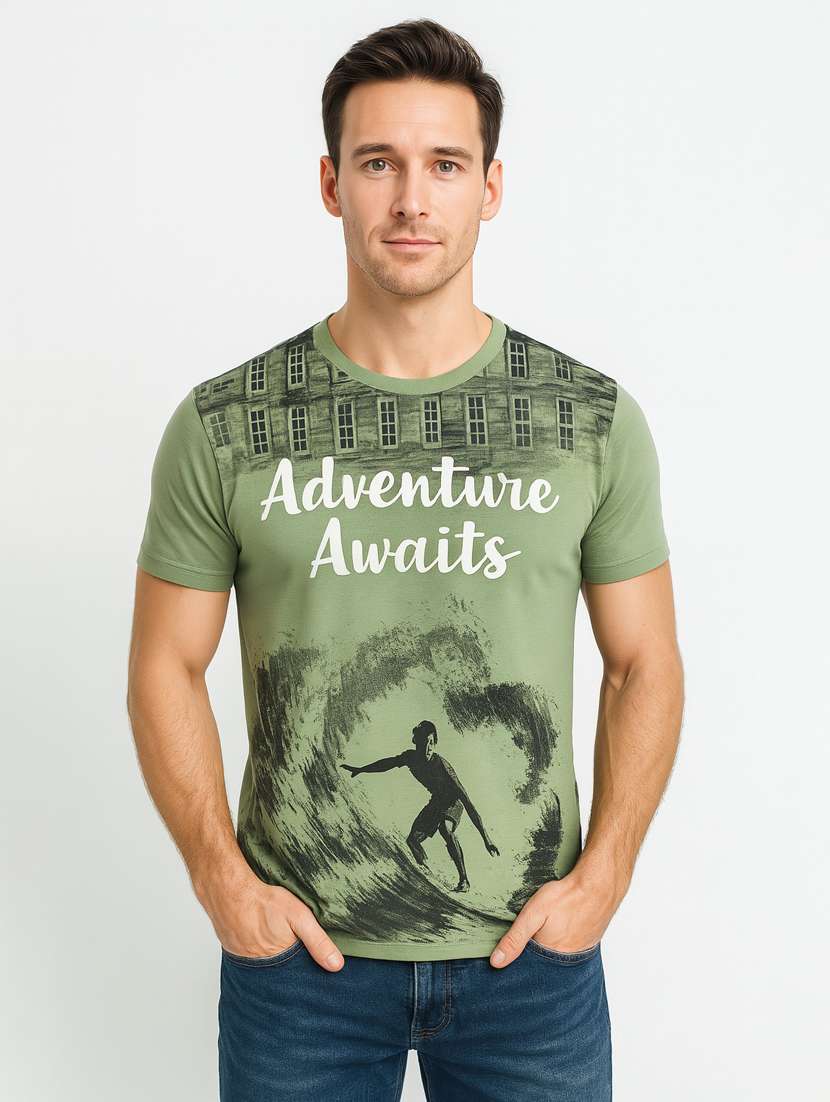 men printed short sleeve slim fit t-shirt