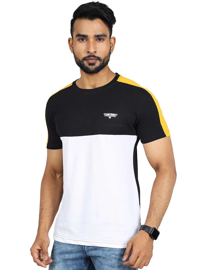 men color block short sleeve slim fit t-shirt