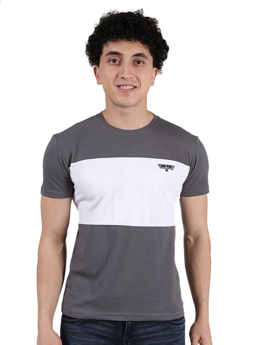 men color block short sleeve slim fit t-shirt