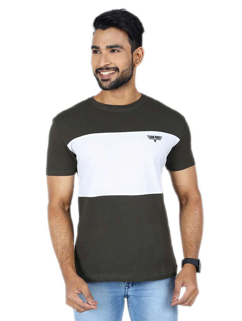 men color block short sleeve slim fit t-shirt