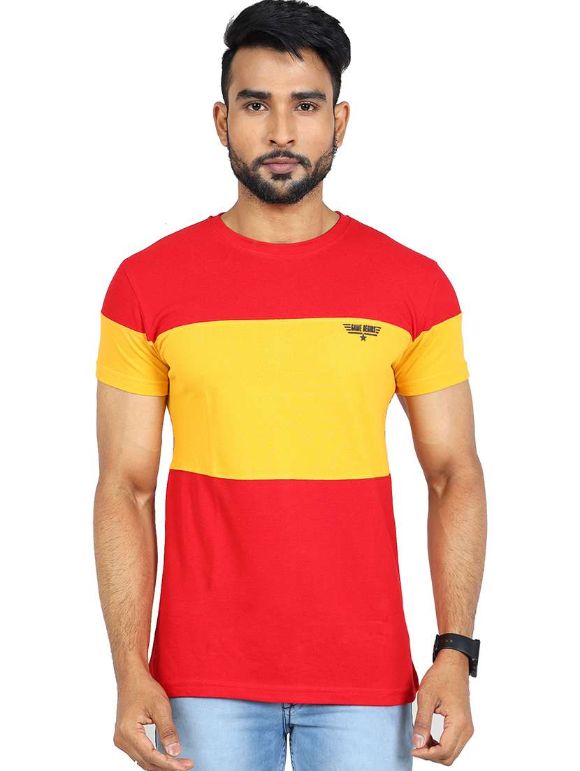 men color block short sleeve slim fit t-shirt