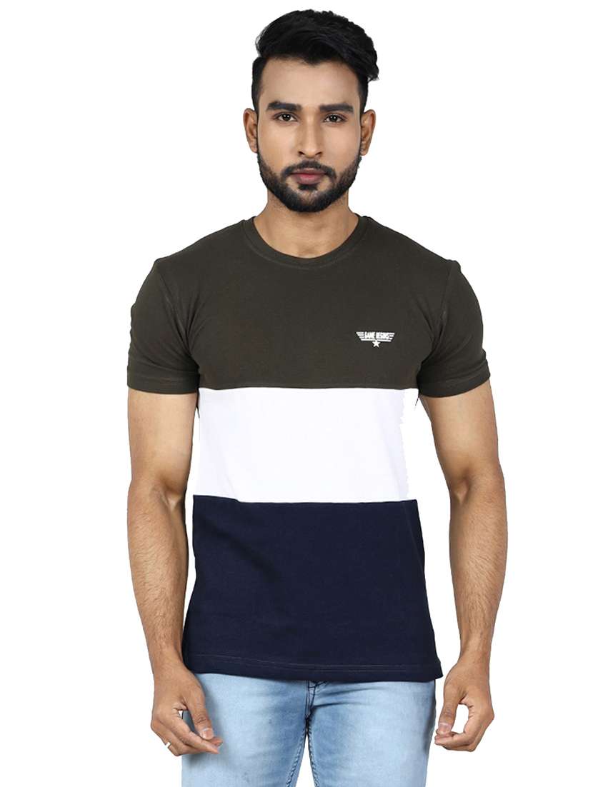 men color block short sleeve slim fit t-shirt