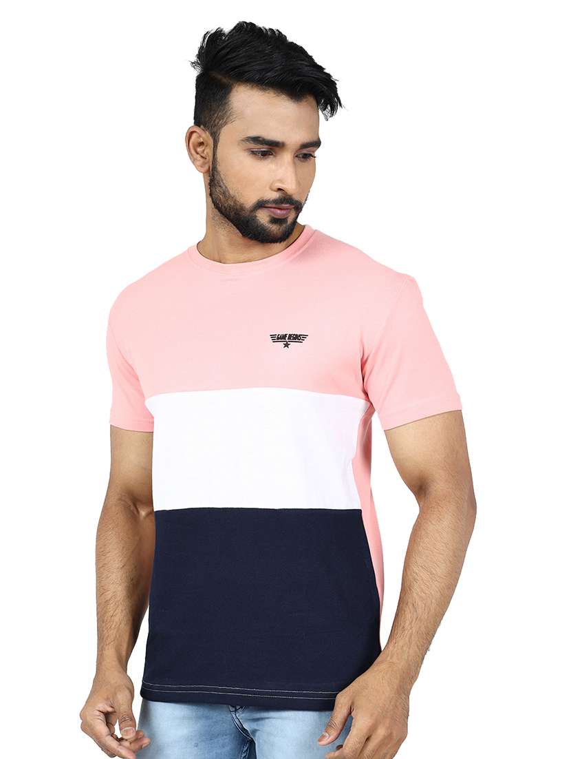 men color block short sleeve slim fit t-shirt