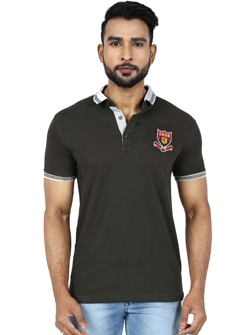 men solid short sleeve slim fit polo t-shirt