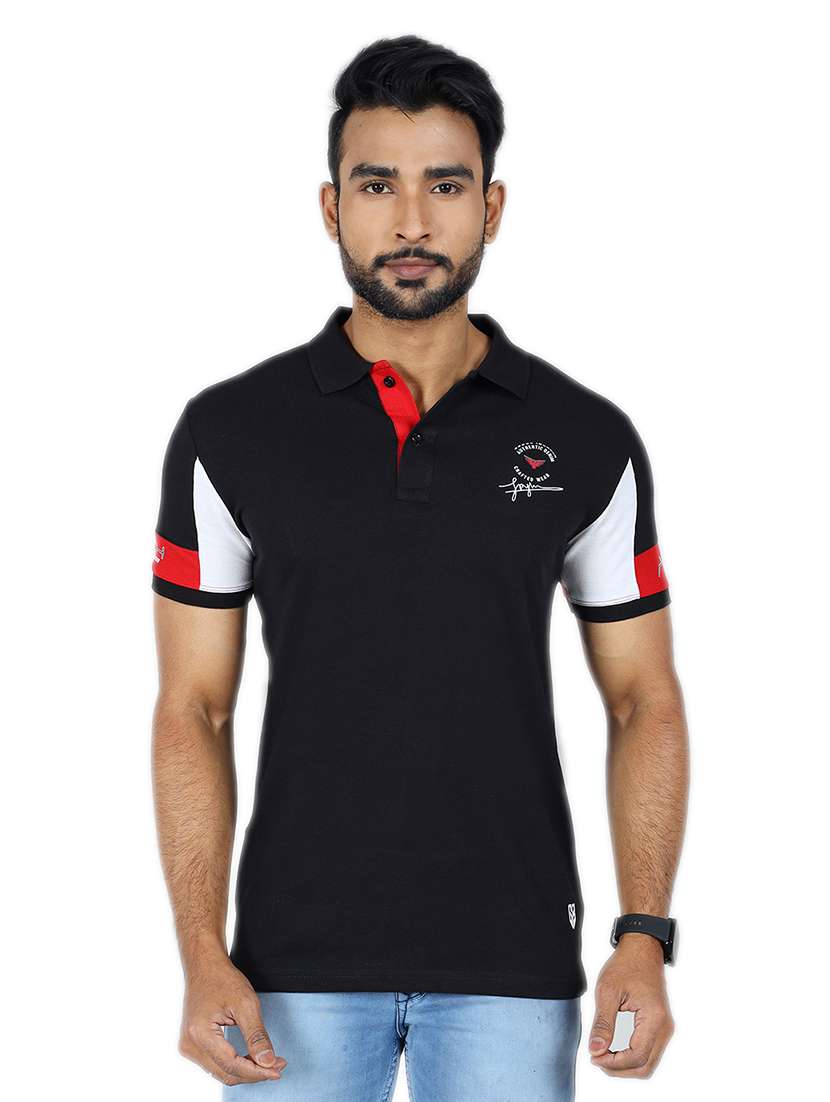 men color block short sleeve slim fit polo t-shirt