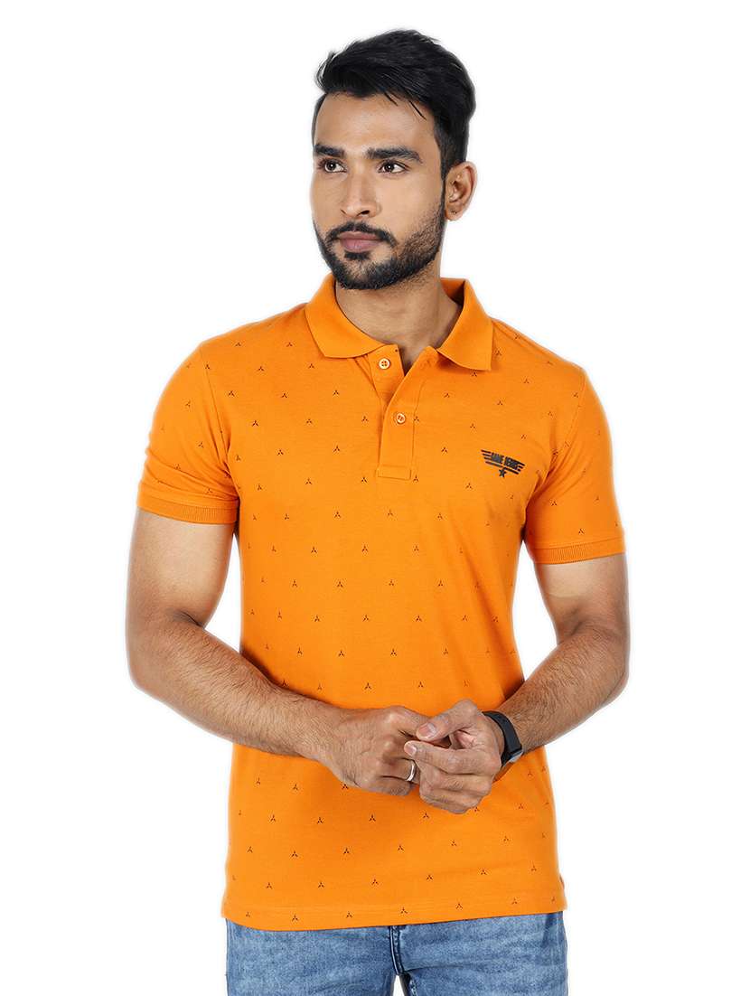 men printed short sleeve slim fit polo t-shirt