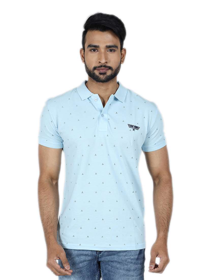men printed short sleeve slim fit polo t-shirt